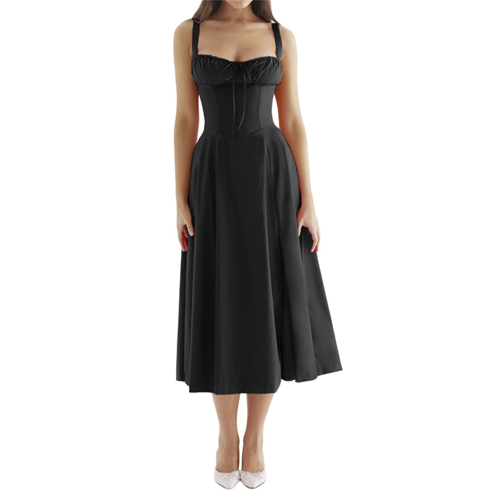 Adjustable Strap A-Line Slit Summer Dress