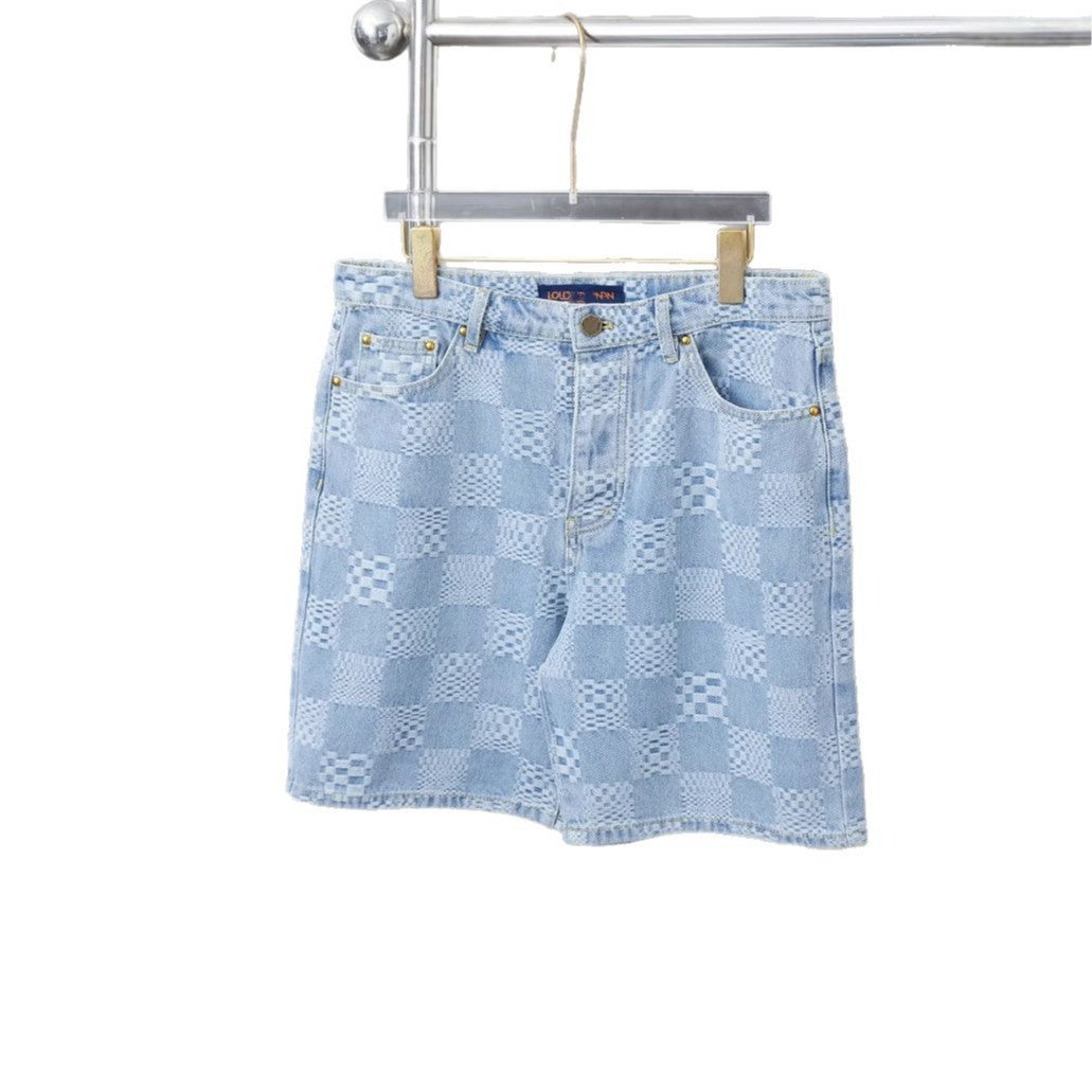 Denim shirt and denim shorts set