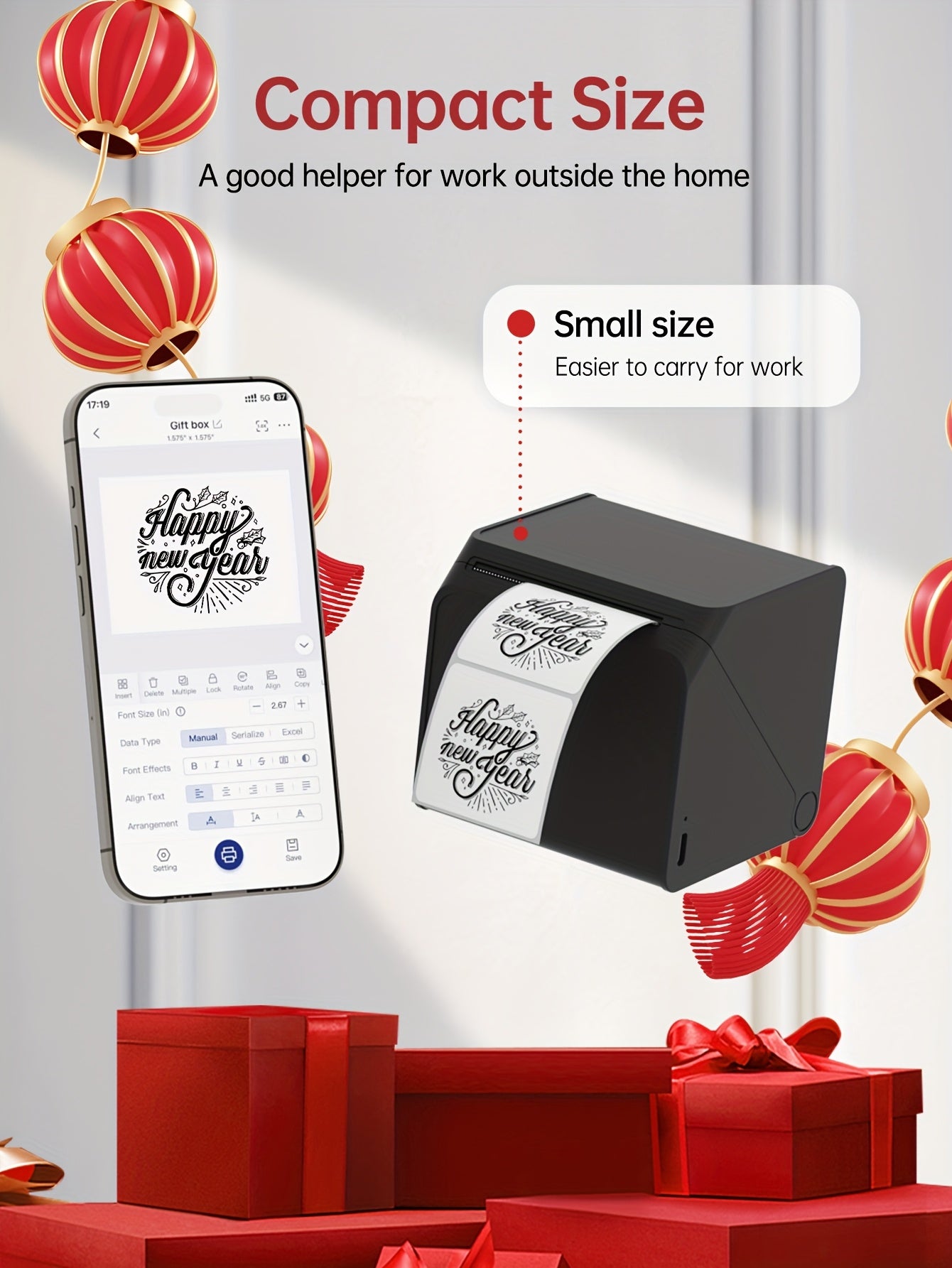 [Portable Label Printer] Portable Label Printer, Inkless Thermal Compact Printer | Connects to Smartphones And Computers, Suitable for Home, Office, Factory, Warehouse, Can Paste Express Face Sheets