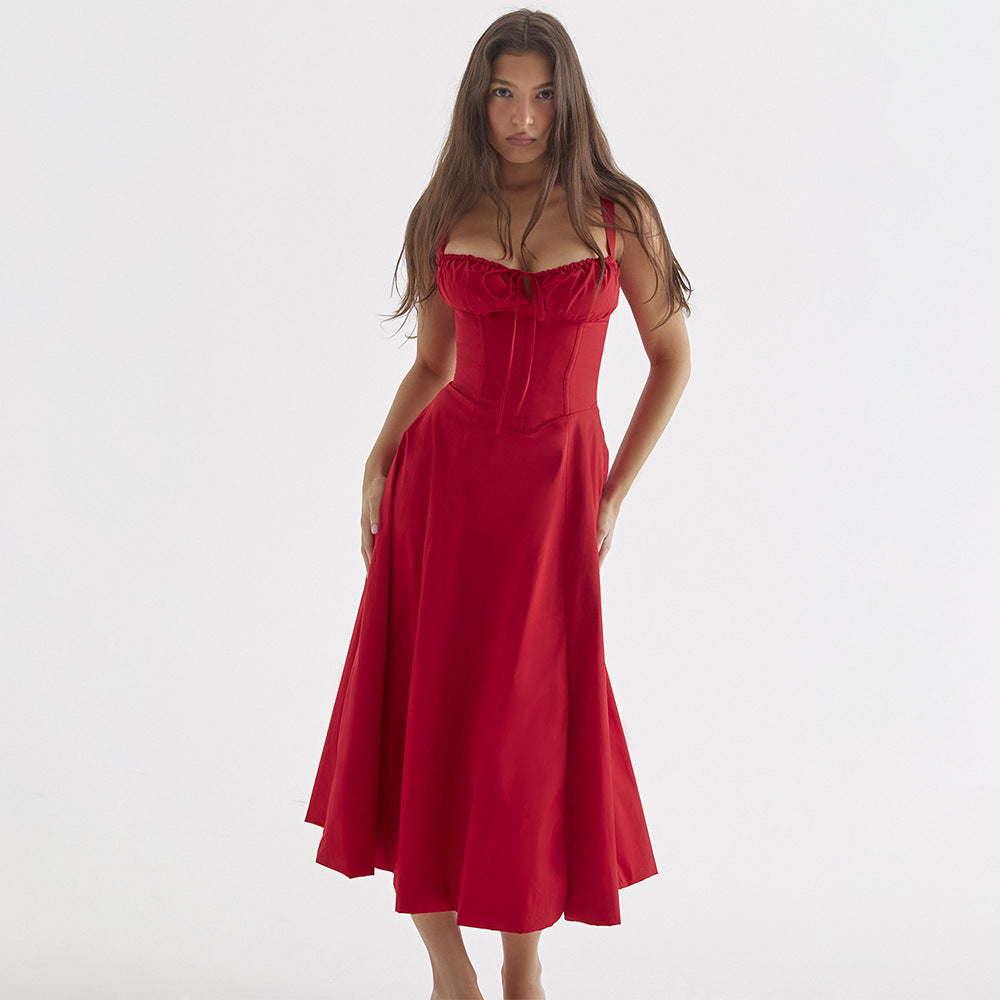 Adjustable Strap A-Line Slit Summer Dress