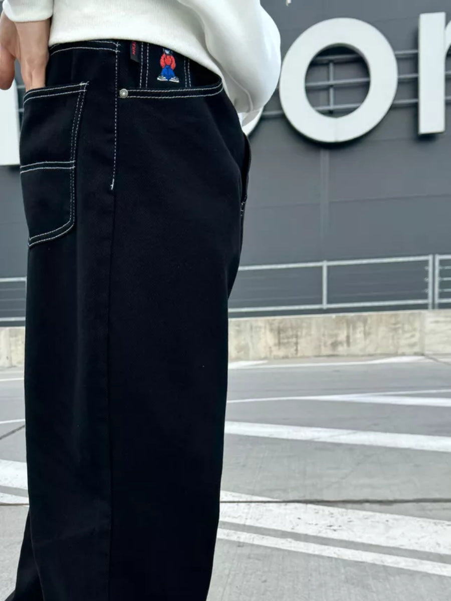 Loose Embroidered Denim Pants