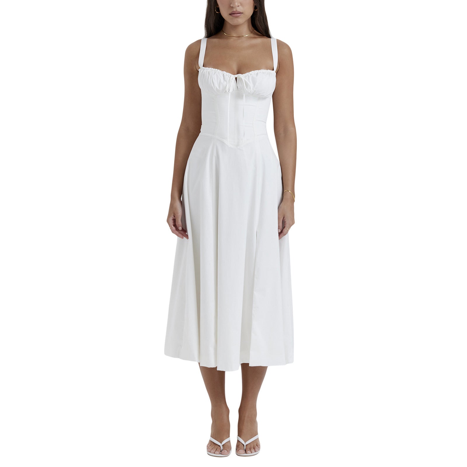 Adjustable Strap A-Line Slit Summer Dress