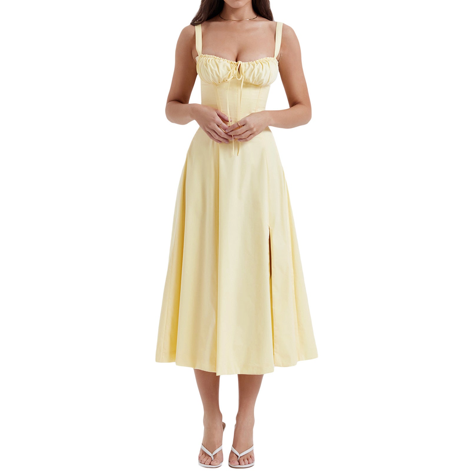 Adjustable Strap A-Line Slit Summer Dress