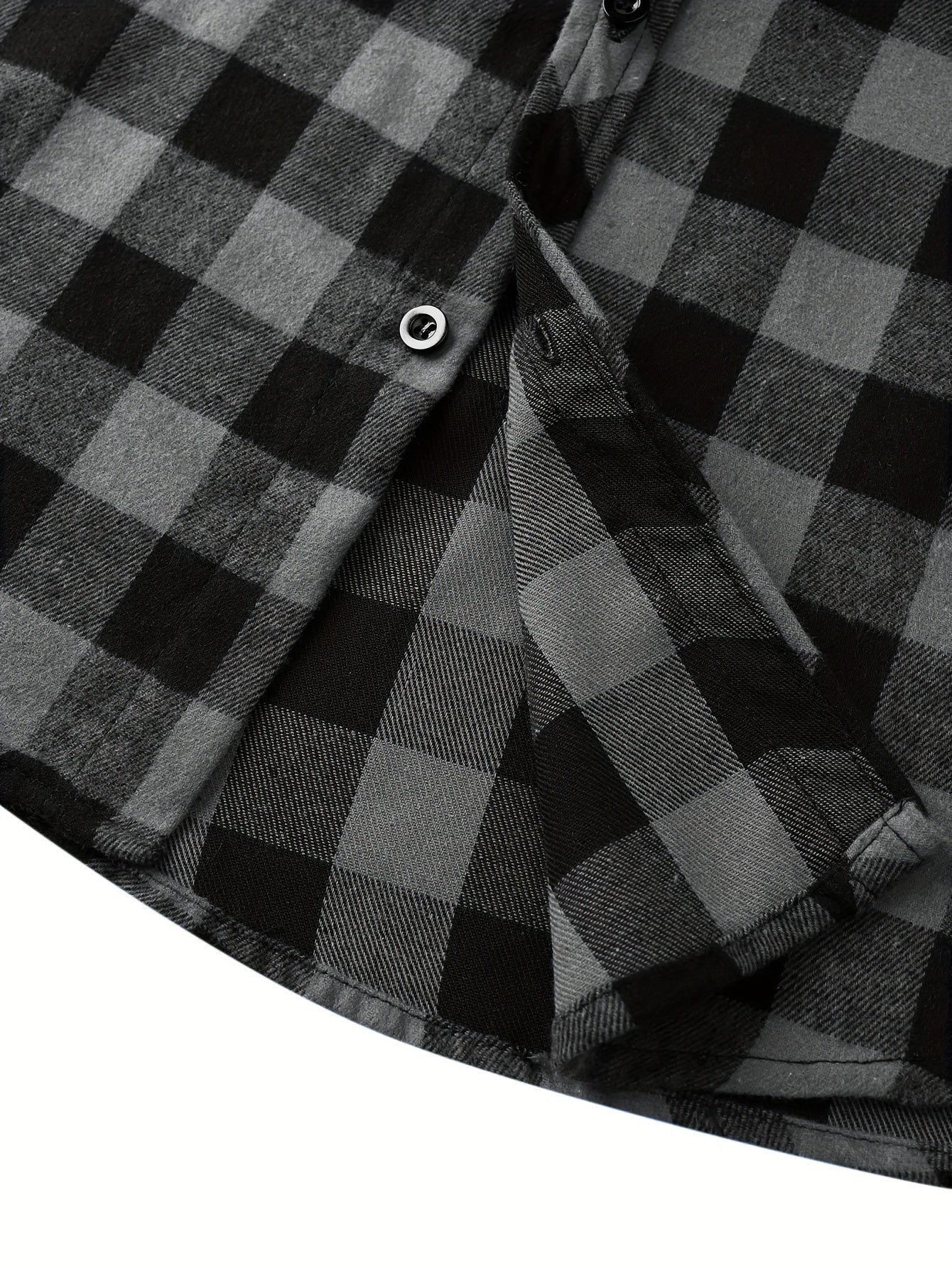 Long Sleeve Casual Regular Fit Button Up Hooded Shirts Jacket, Plaid Shirt Coat For Men