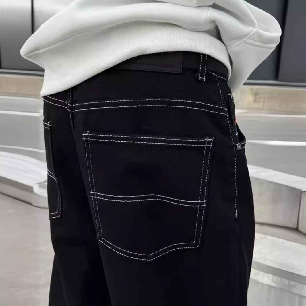 Loose Embroidered Denim Pants