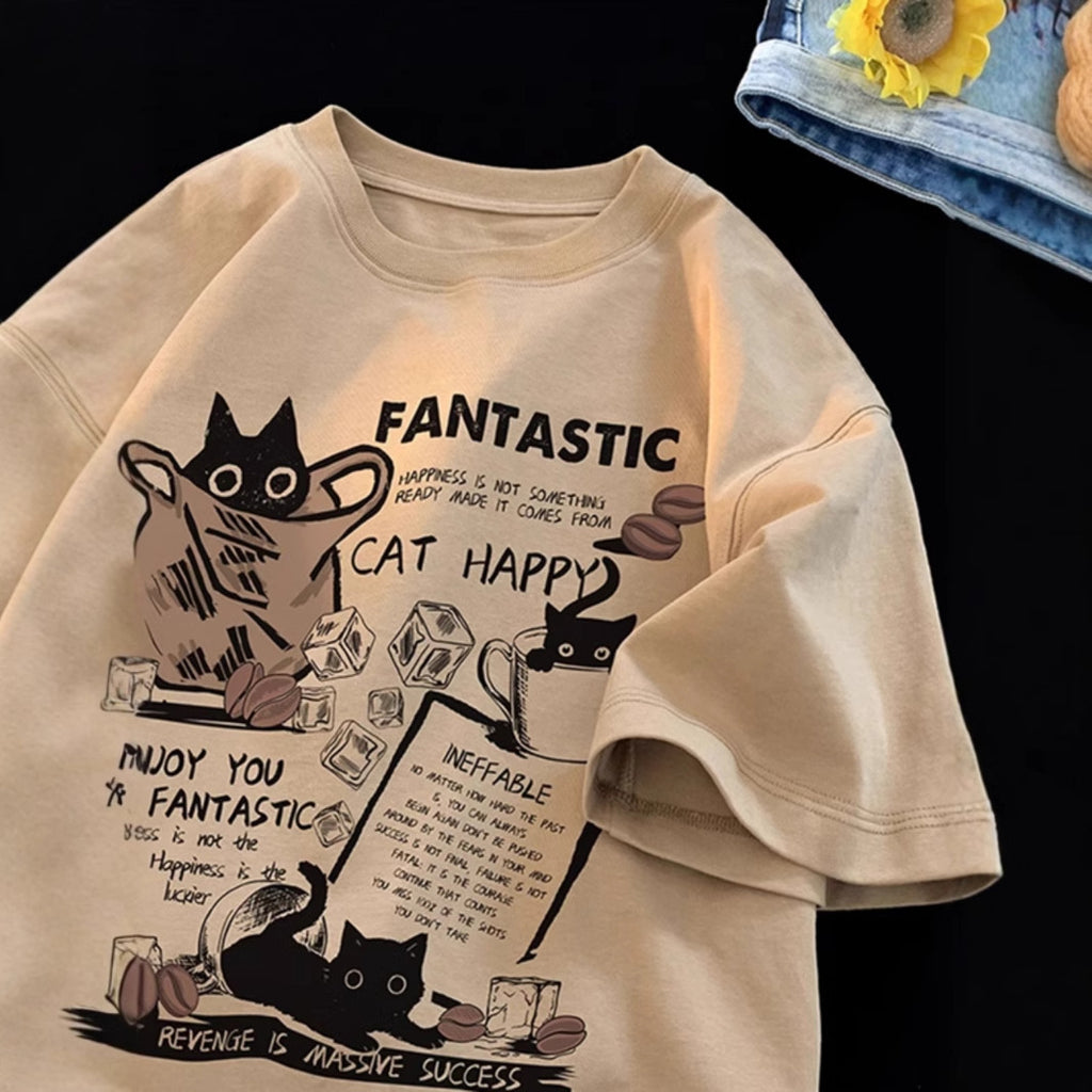 Cartoon Print Pure Cotton Men's T-shirt