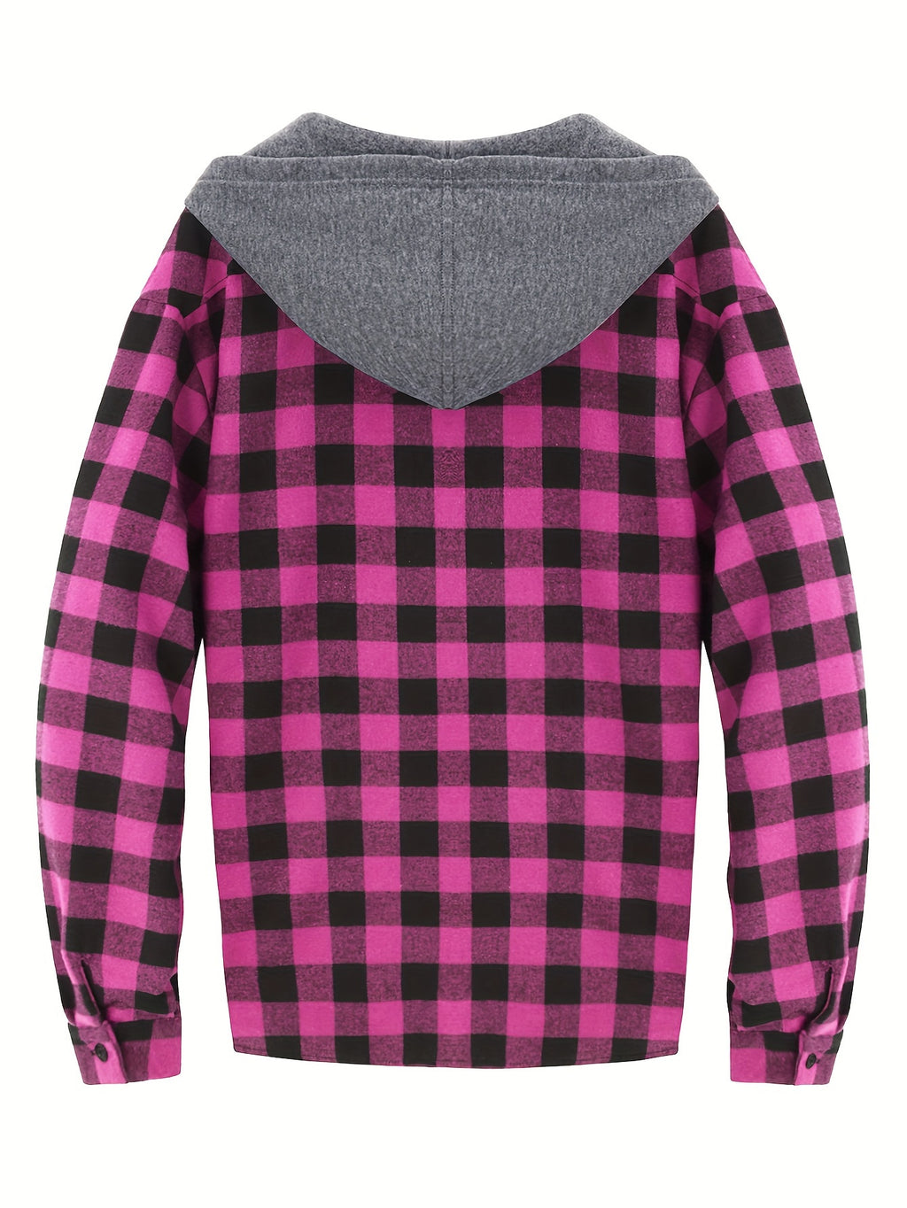Long Sleeve Casual Regular Fit Button Up Hooded Shirts Jacket, Plaid Shirt Coat For Men