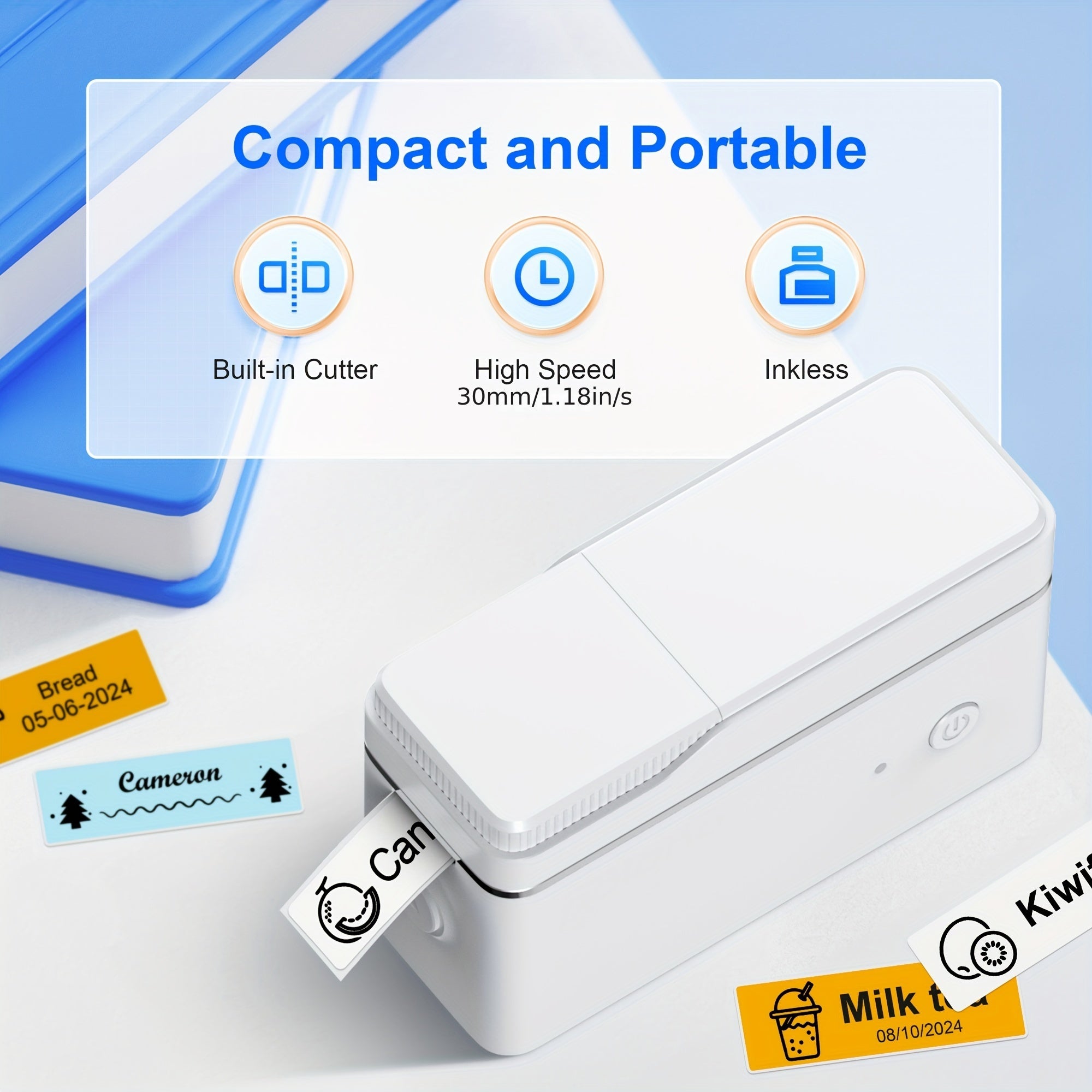 P31S Label Maker Machine with Tape, Portable Thermal Printer, Portable Label Printer for Organizing Storage Office Home, Sticker Maker Mini Label Maker with Multiple Templates, White