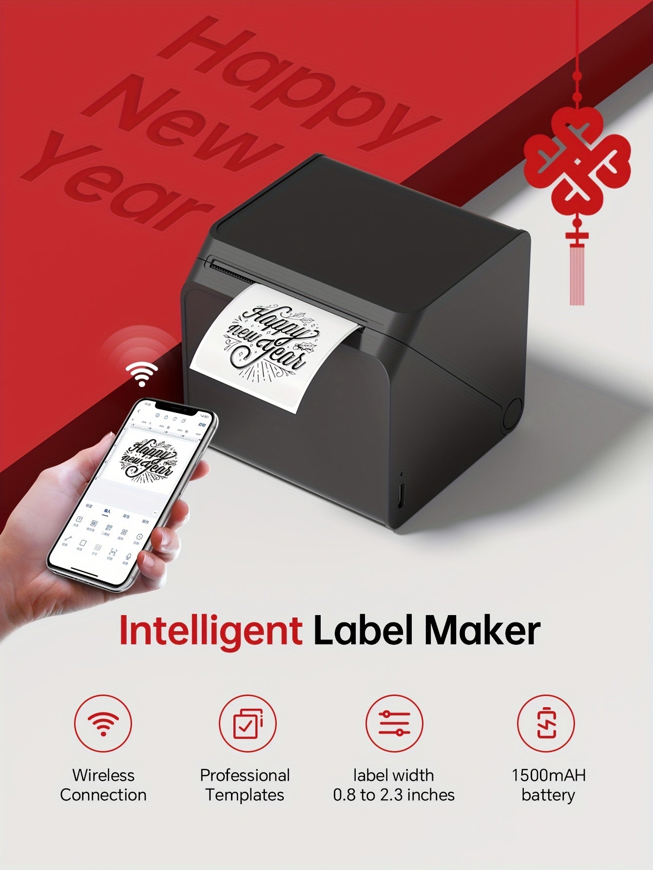 [Portable Label Printer] Portable Label Printer, Inkless Thermal Compact Printer | Connects to Smartphones And Computers, Suitable for Home, Office, Factory, Warehouse, Can Paste Express Face Sheets