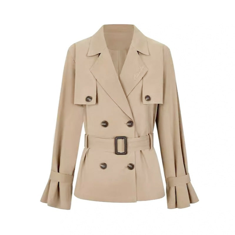 Slim Double-Breasted Long Trench Coat