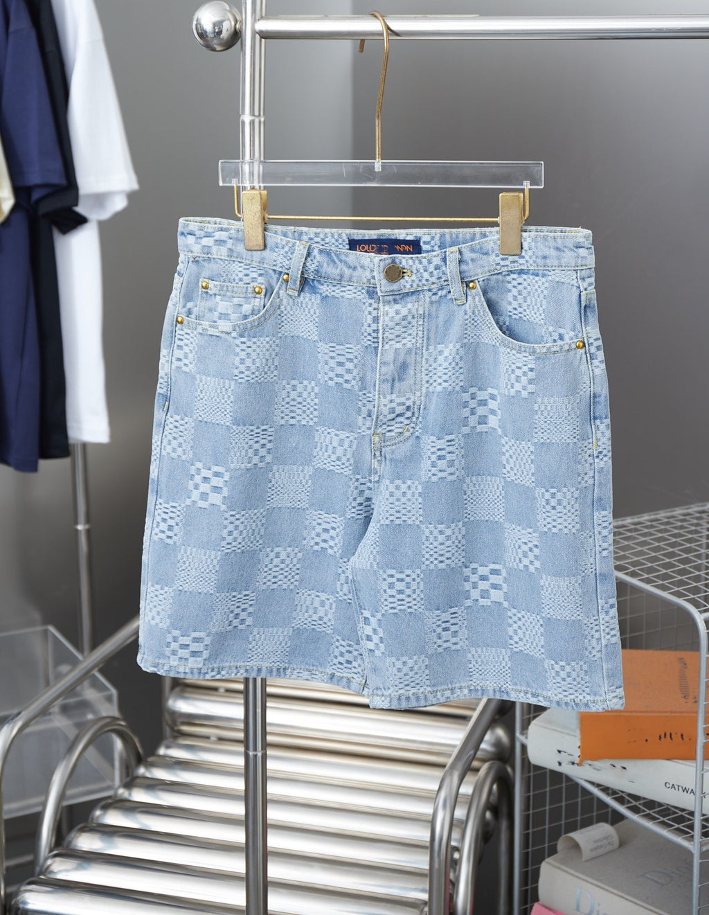 Denim shirt and denim shorts set
