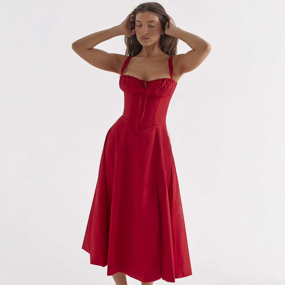 Adjustable Strap A-Line Slit Summer Dress