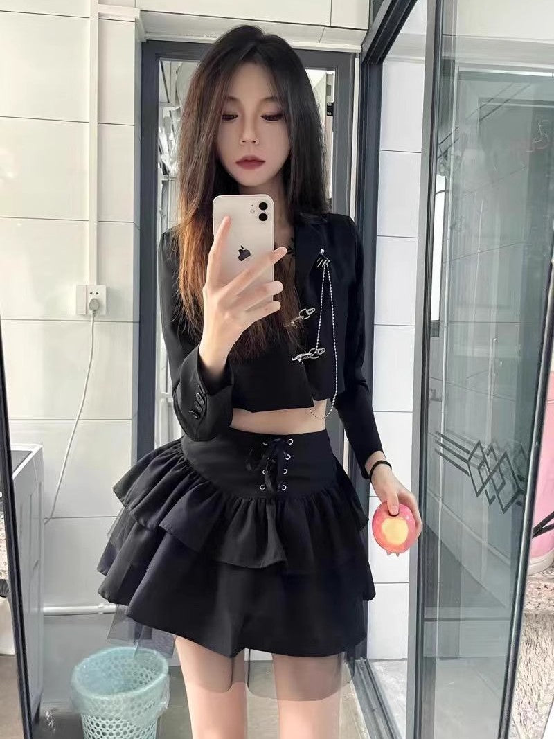 Punk Lace-up Puff Skirt Women's High Waist Short