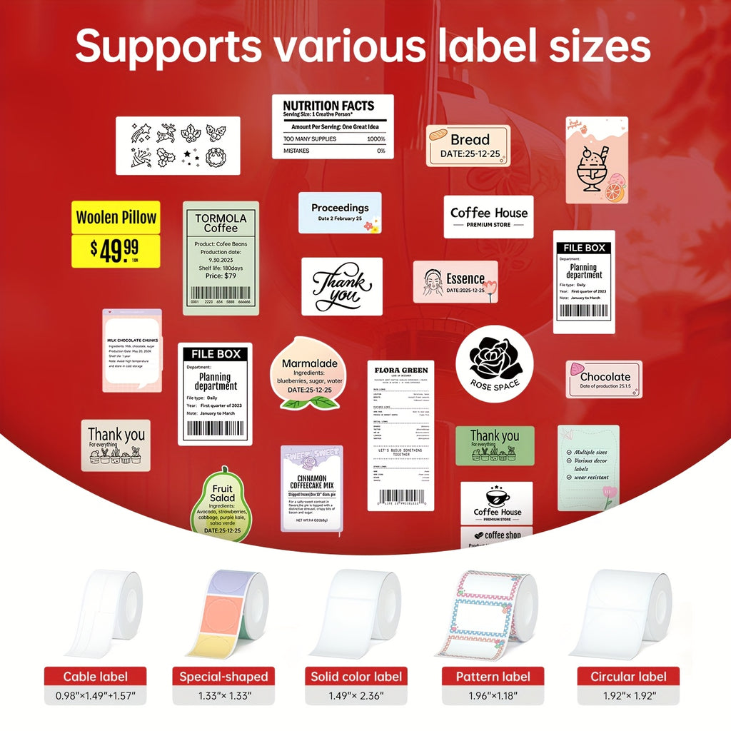 [Portable Label Printer] Portable Label Printer, Inkless Thermal Compact Printer | Connects to Smartphones And Computers, Suitable for Home, Office, Factory, Warehouse, Can Paste Express Face Sheets