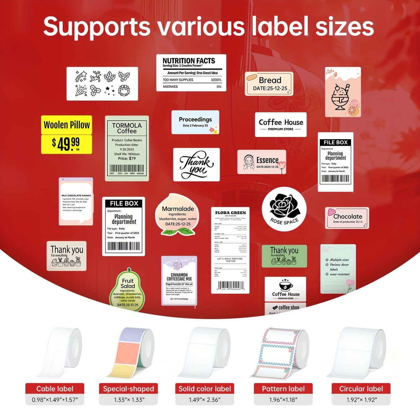 [Portable Label Printer] Portable Label Printer, Inkless Thermal Compact Printer | Connects to Smartphones And Computers, Suitable for Home, Office, Factory, Warehouse, Can Paste Express Face Sheets