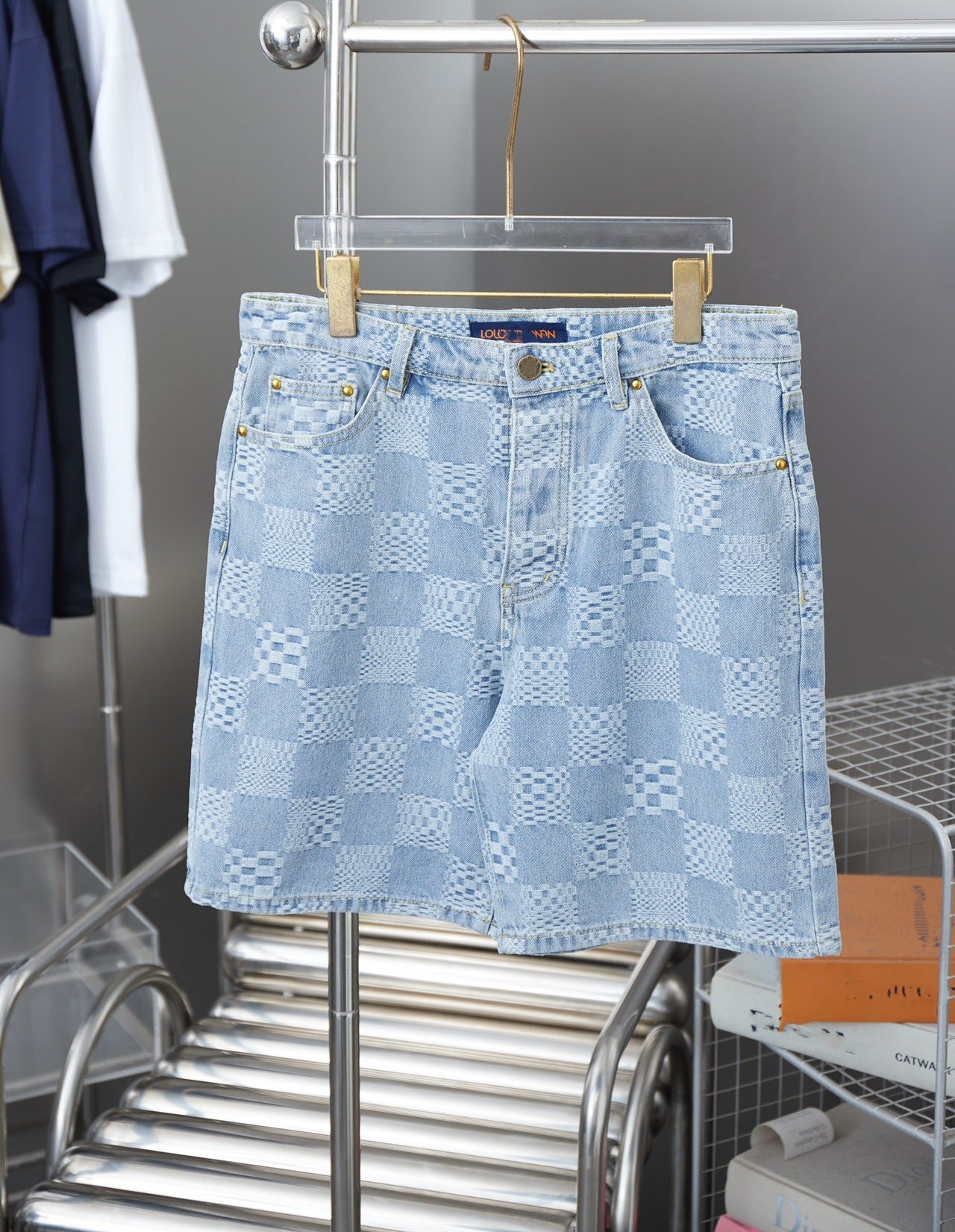 Denim shirt and denim shorts set