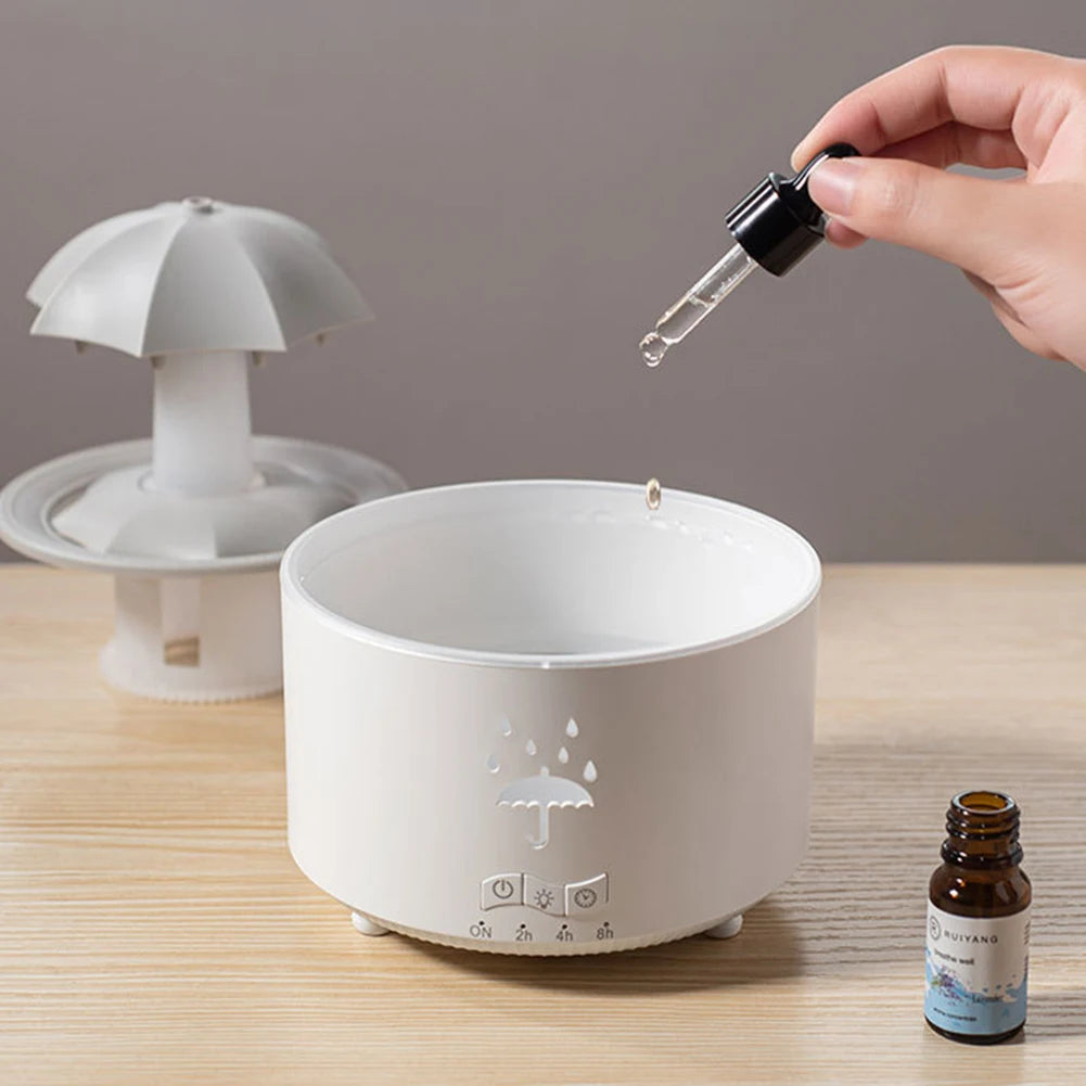 Cloud Rain Humidifier Raindrop Aromatherapy Essential Oil Diffuser Night Light Fountain Water Drop Sound 7 Colors LED Diffuser