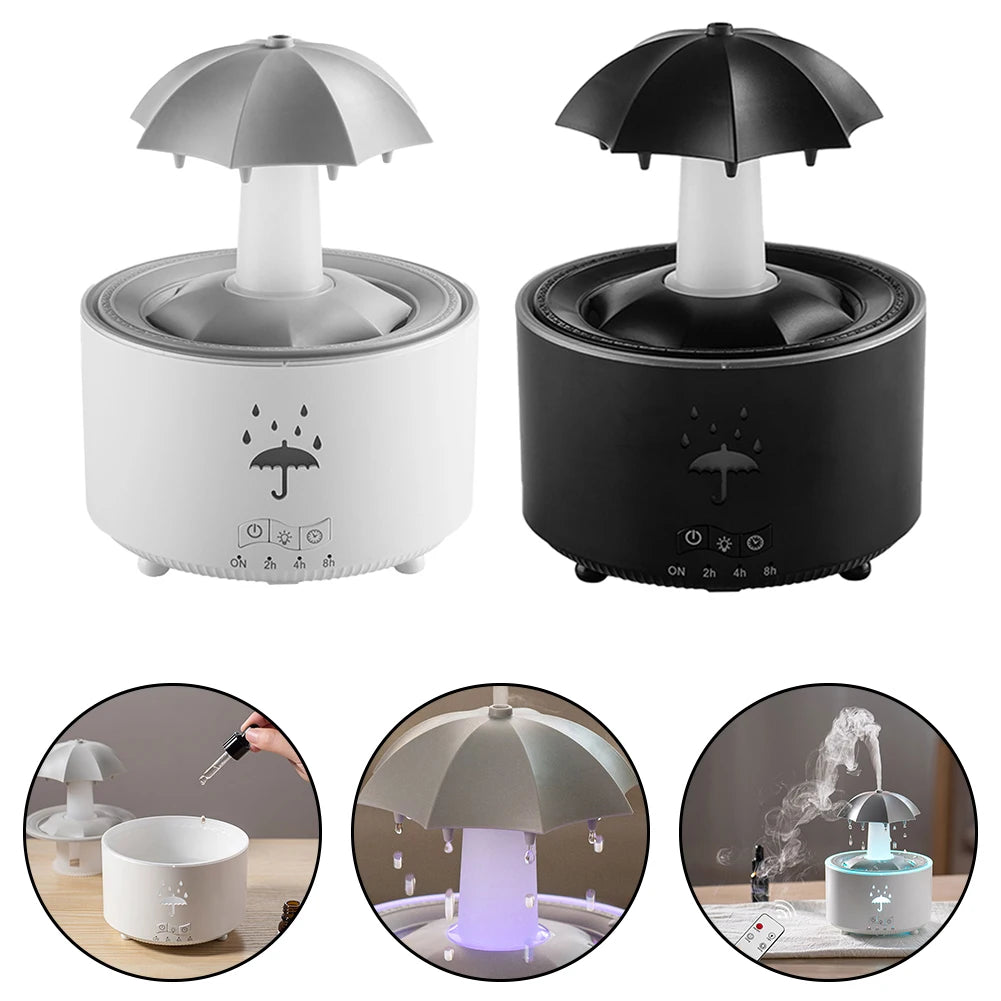 Cloud Rain Humidifier Raindrop Aromatherapy Essential Oil Diffuser Night Light Fountain Water Drop Sound 7 Colors LED Diffuser