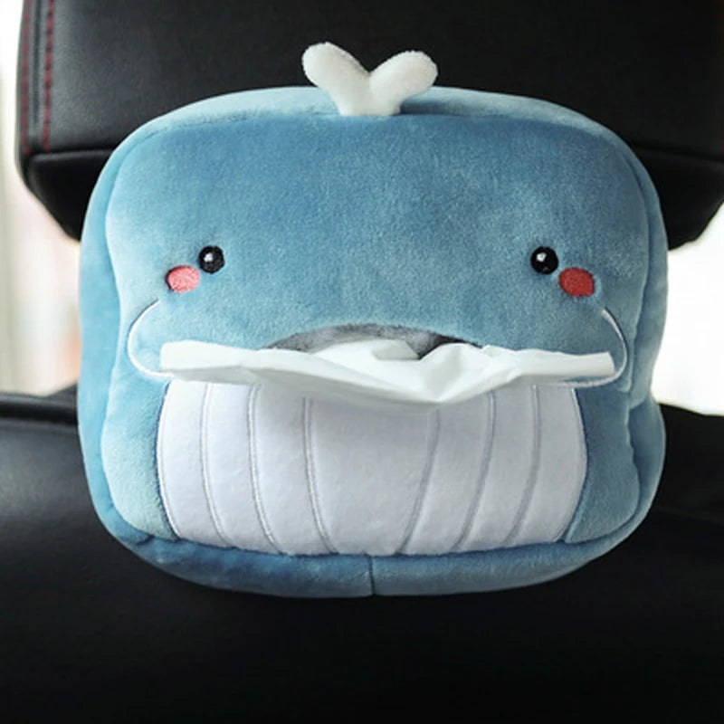 Cute Short Plush Tissue Boxes Cartoon Tissue Box Holder Bracket Auto Armrest Box Car Seat Back Car Decorations Car Tissue Holder