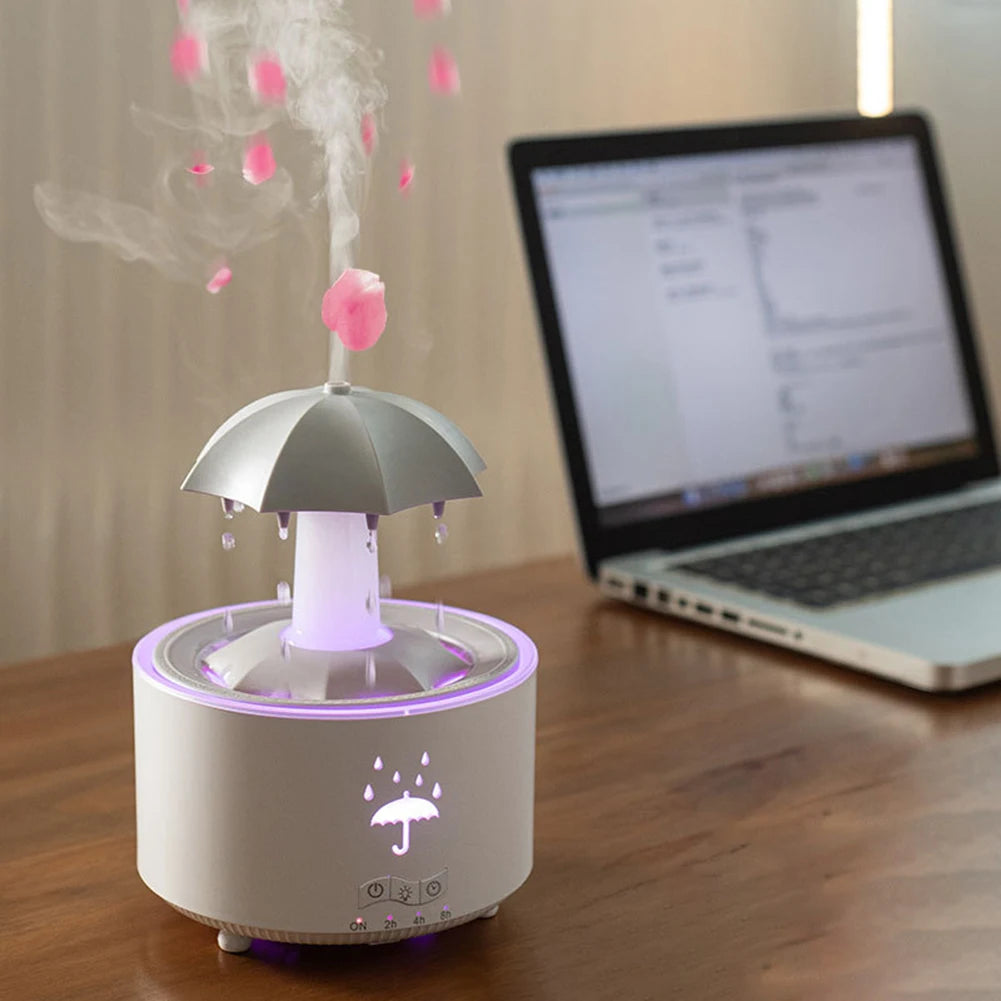 Cloud Rain Humidifier Raindrop Aromatherapy Essential Oil Diffuser Night Light Fountain Water Drop Sound 7 Colors LED Diffuser