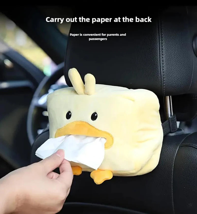Cute Short Plush Tissue Boxes Cartoon Tissue Box Holder Bracket Auto Armrest Box Car Seat Back Car Decorations Car Tissue Holder