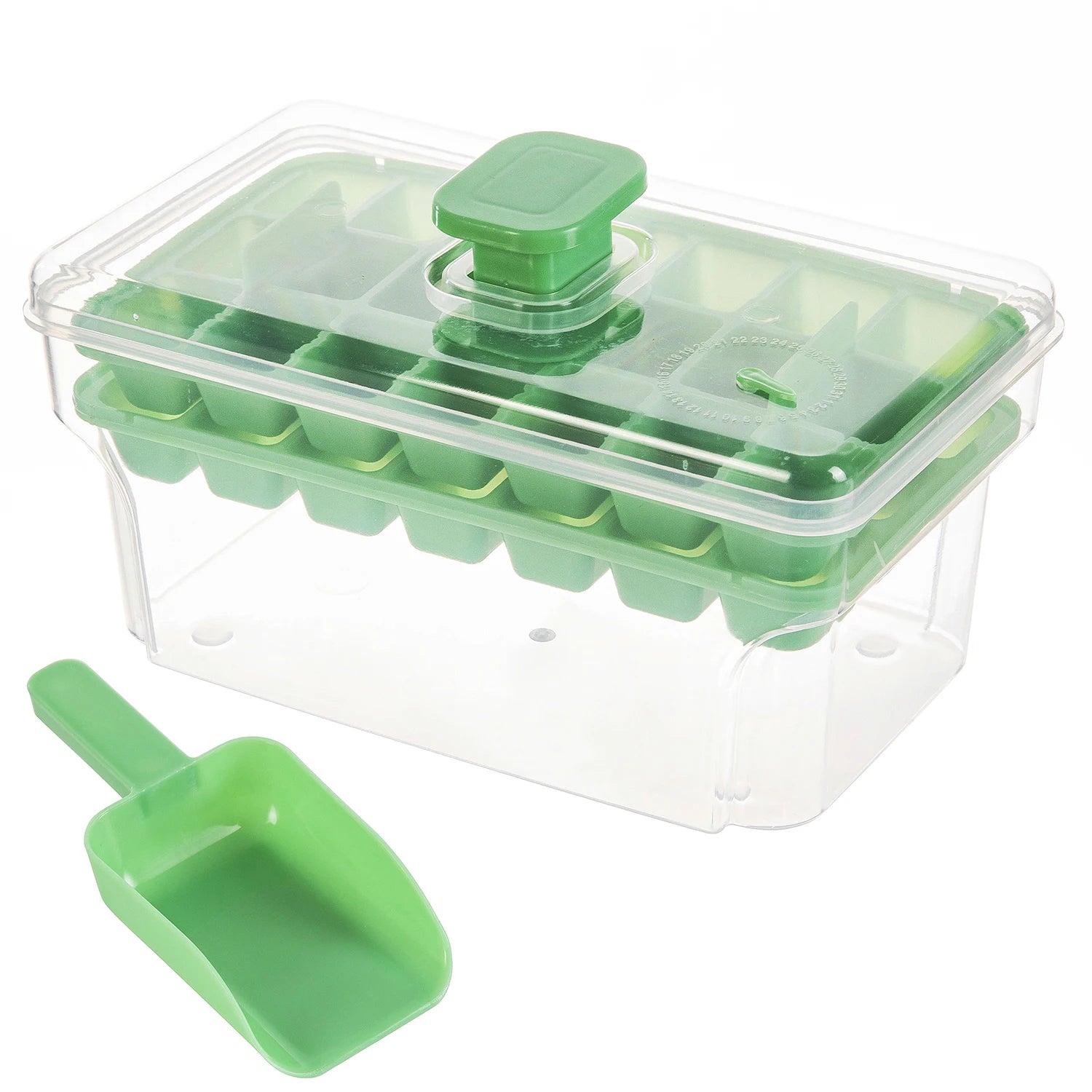 Ice Trays for Freezer with Lid & Bin, Ice Cube Tray Making 68 pcs Ice Cubes, Easy Press to Release Ice