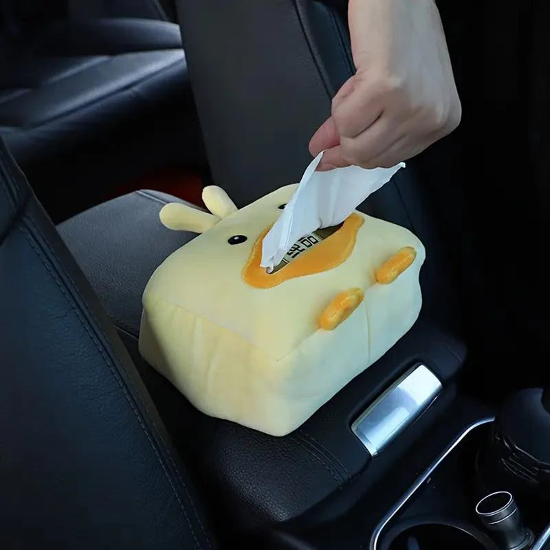 Cute Short Plush Tissue Boxes Cartoon Tissue Box Holder Bracket Auto Armrest Box Car Seat Back Car Decorations Car Tissue Holder