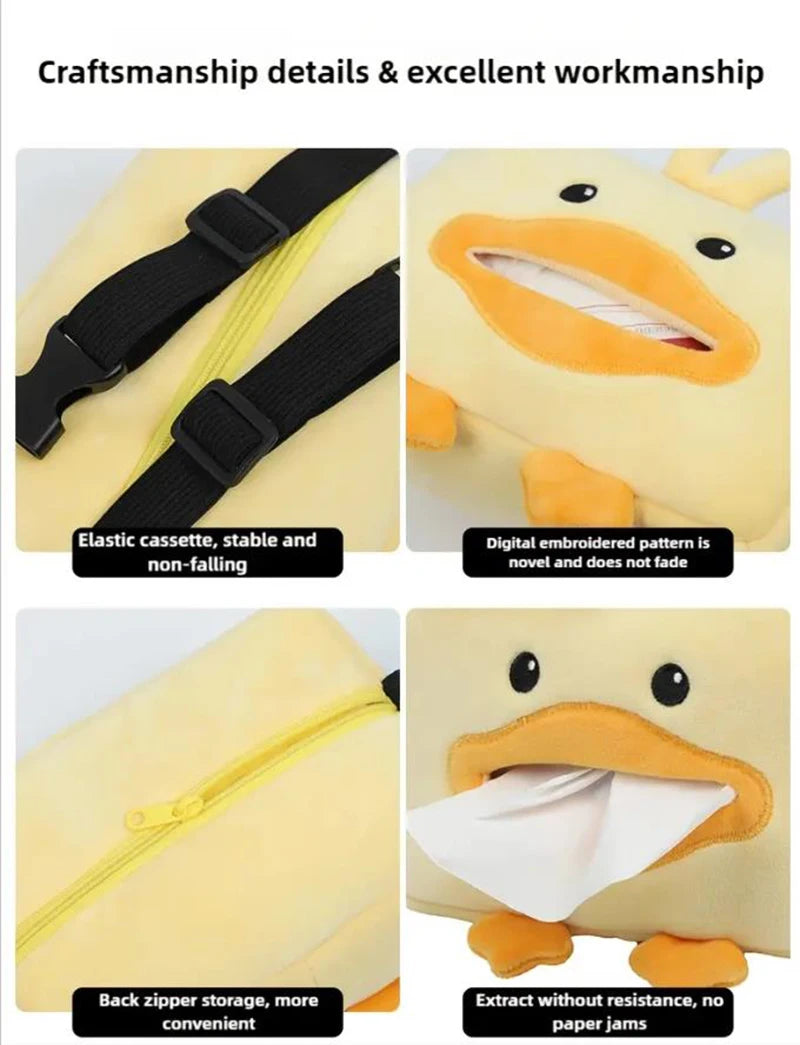 Cute Short Plush Tissue Boxes Cartoon Tissue Box Holder Bracket Auto Armrest Box Car Seat Back Car Decorations Car Tissue Holder