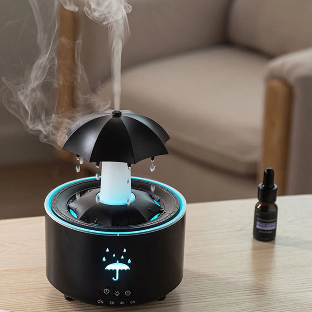 Cloud Rain Humidifier Raindrop Aromatherapy Essential Oil Diffuser Night Light Fountain Water Drop Sound 7 Colors LED Diffuser