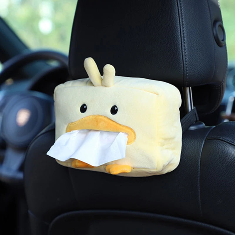 Cute Short Plush Tissue Boxes Cartoon Tissue Box Holder Bracket Auto Armrest Box Car Seat Back Car Decorations Car Tissue Holder