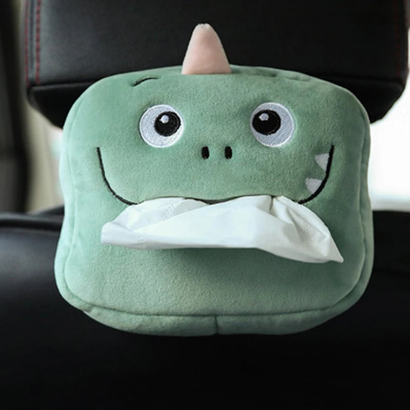 Cute Short Plush Tissue Boxes Cartoon Tissue Box Holder Bracket Auto Armrest Box Car Seat Back Car Decorations Car Tissue Holder