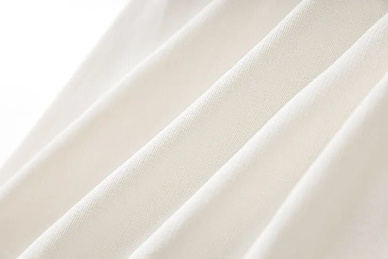 Woman White V-Neck Single Breasted Long Sleeves Long Dress 2025 Female Spring Fashion Lady Robe Elegant Knit Dresses Streetwear