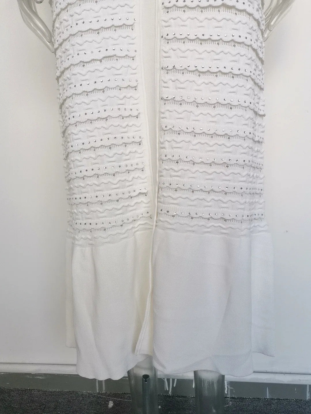 Woman White V-Neck Single Breasted Long Sleeves Long Dress 2025 Female Spring Fashion Lady Robe Elegant Knit Dresses Streetwear