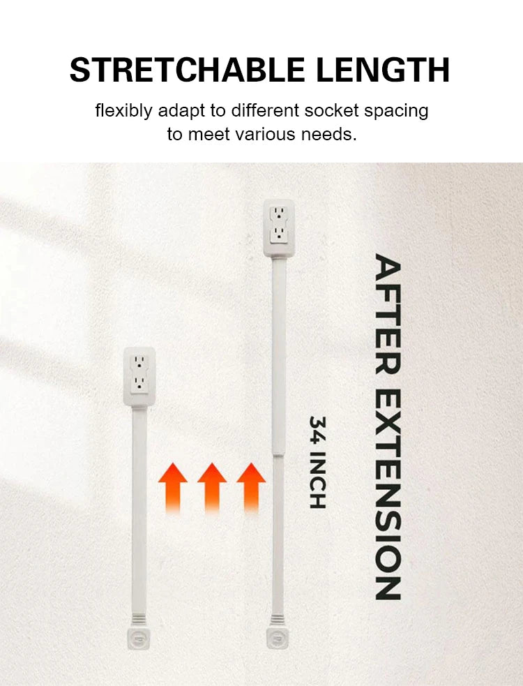 Multifunctional Bedside Table Power Outlet Rotates 180° Electrical Outlet Extender Adjustable Length Sofa Socket Expander