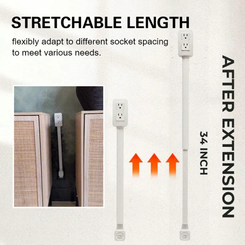 Multifunctional Bedside Table Power Outlet Rotates 180° Electrical Outlet Extender Adjustable Length Sofa Socket Expander