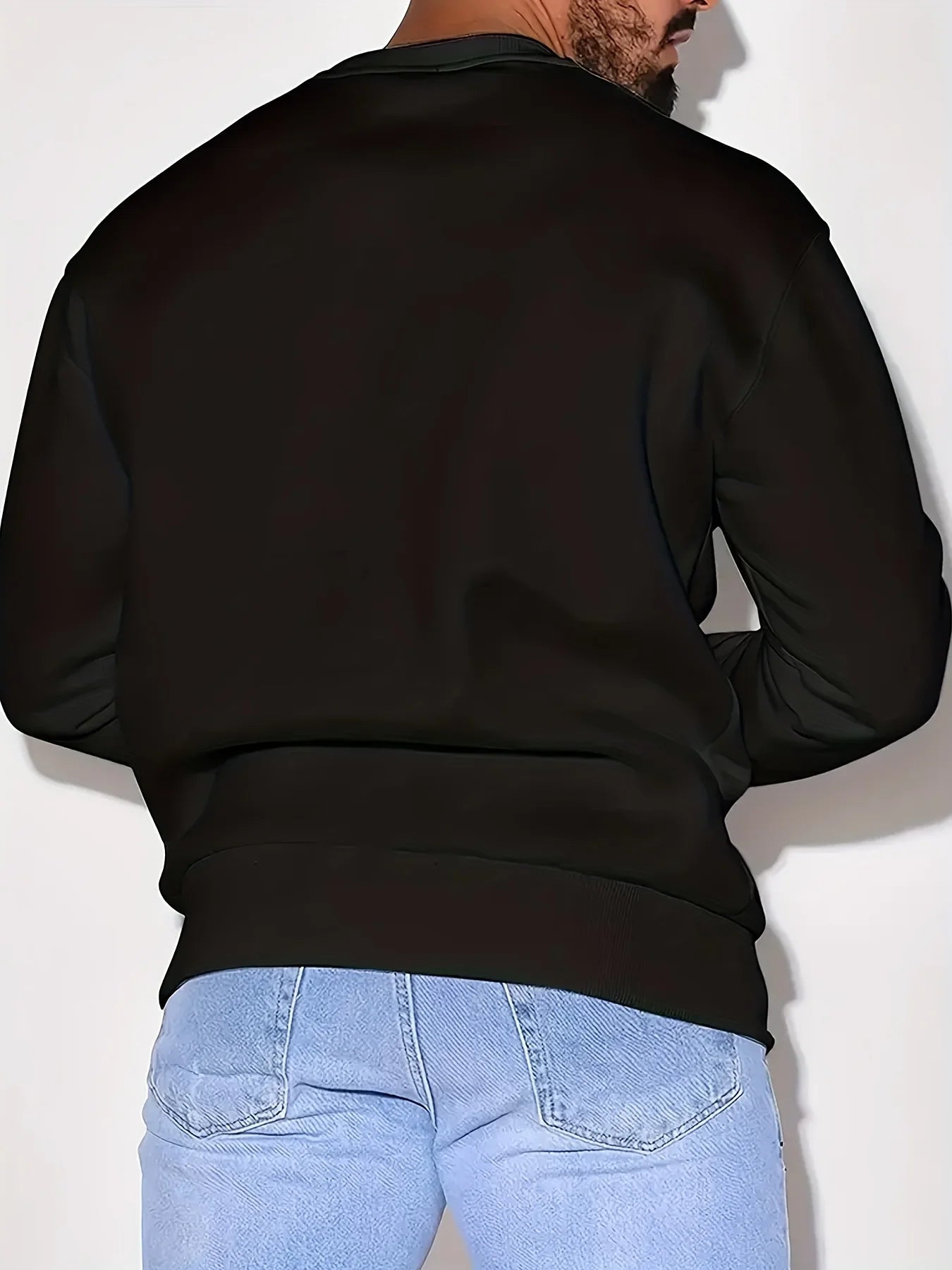 Men's autumn and winter fashionable casual loose Los Angeles letter graphic printed long sleeved round neck sweatshirt