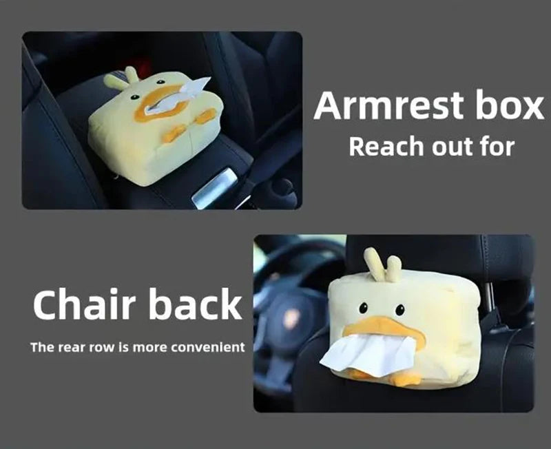 Cute Short Plush Tissue Boxes Cartoon Tissue Box Holder Bracket Auto Armrest Box Car Seat Back Car Decorations Car Tissue Holder