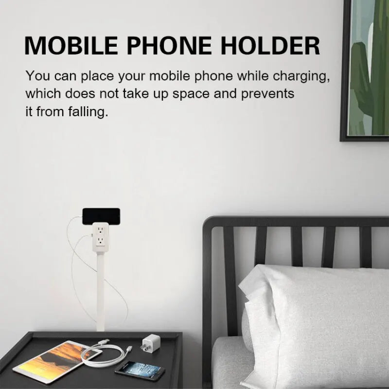 Multifunctional Bedside Table Power Outlet Rotates 180° Electrical Outlet Extender Adjustable Length Sofa Socket Expander