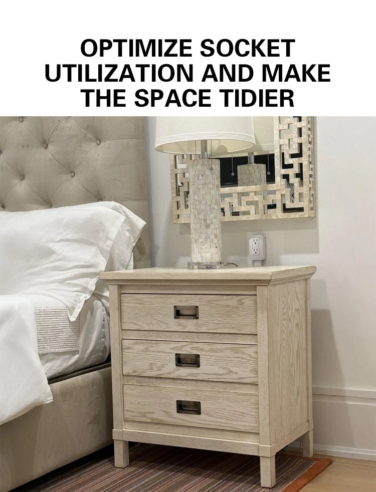 Multifunctional Bedside Table Power Outlet Rotates 180° Electrical Outlet Extender Adjustable Length Sofa Socket Expander