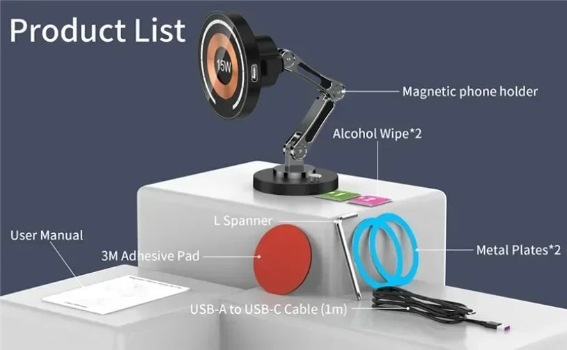 Car Magnetic Wireless Charger Stand Magnet Car Mount Fast Charging Station Phone Holder Bracket For Macsfae All smartphone
