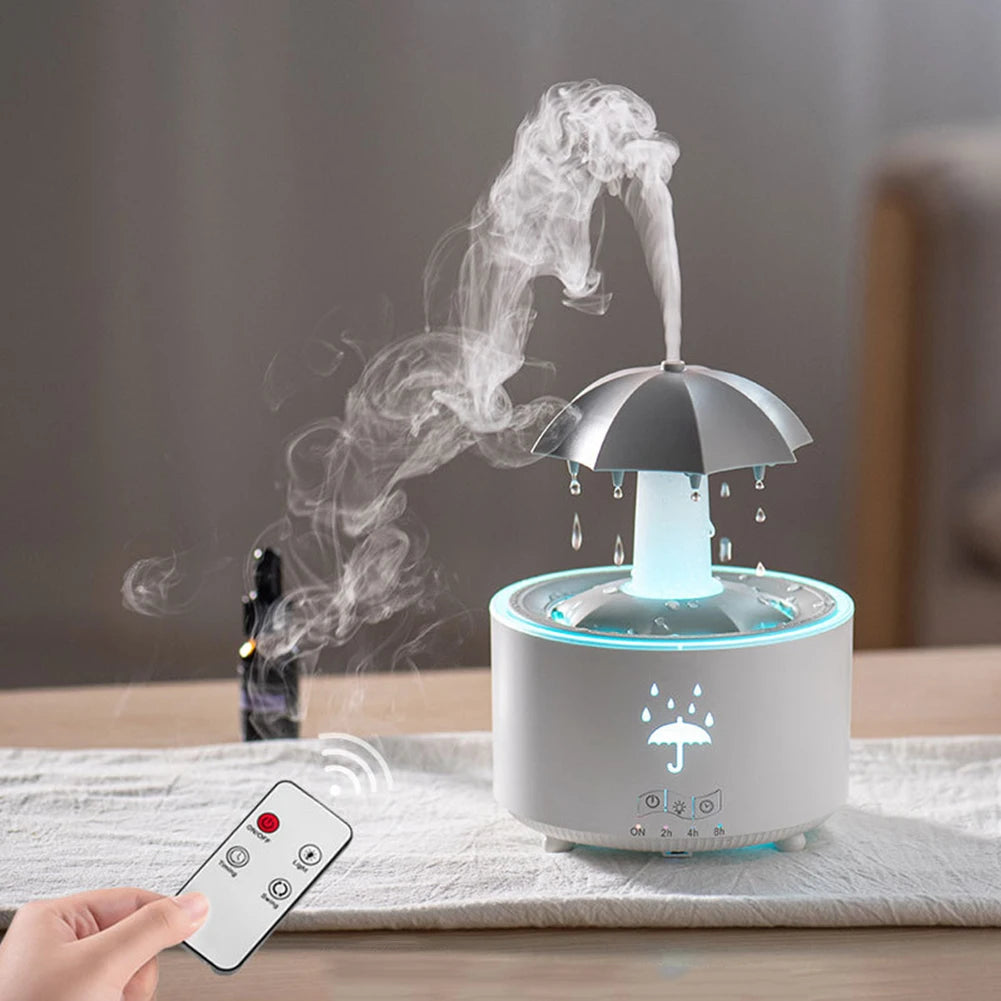 Cloud Rain Humidifier Raindrop Aromatherapy Essential Oil Diffuser Night Light Fountain Water Drop Sound 7 Colors LED Diffuser