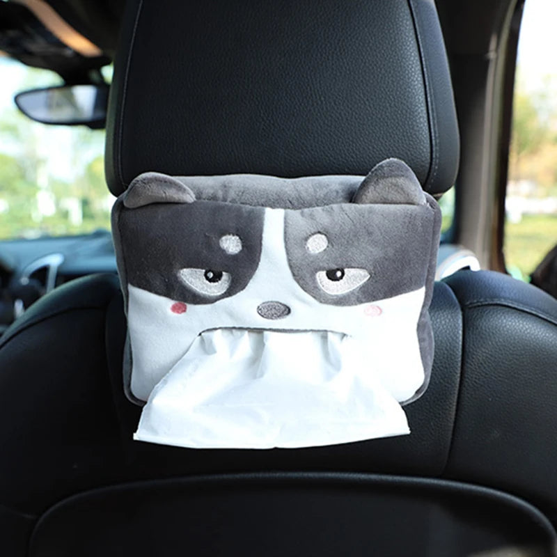 Cute Short Plush Tissue Boxes Cartoon Tissue Box Holder Bracket Auto Armrest Box Car Seat Back Car Decorations Car Tissue Holder