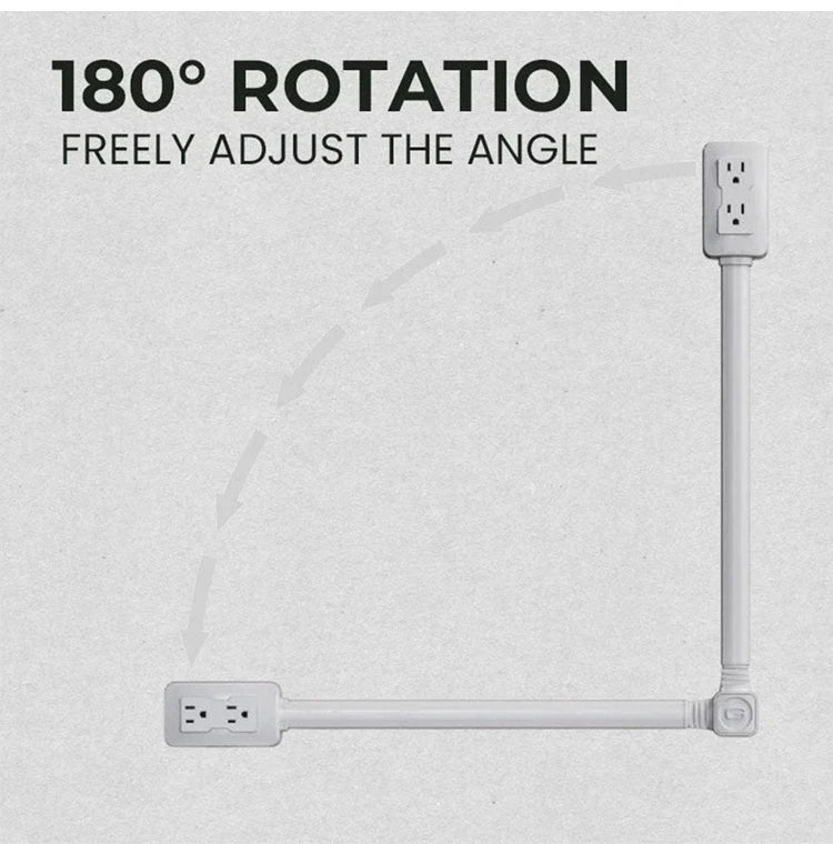 Multifunctional Bedside Table Power Outlet Rotates 180° Electrical Outlet Extender Adjustable Length Sofa Socket Expander