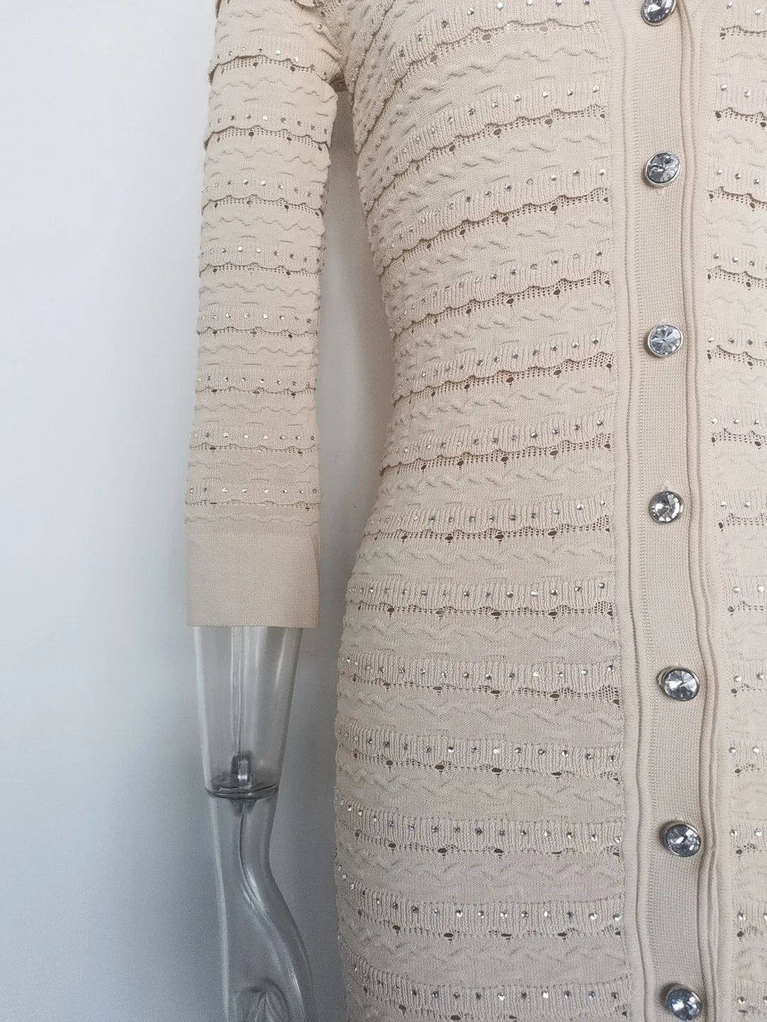 Woman White V-Neck Single Breasted Long Sleeves Long Dress 2025 Female Spring Fashion Lady Robe Elegant Knit Dresses Streetwear