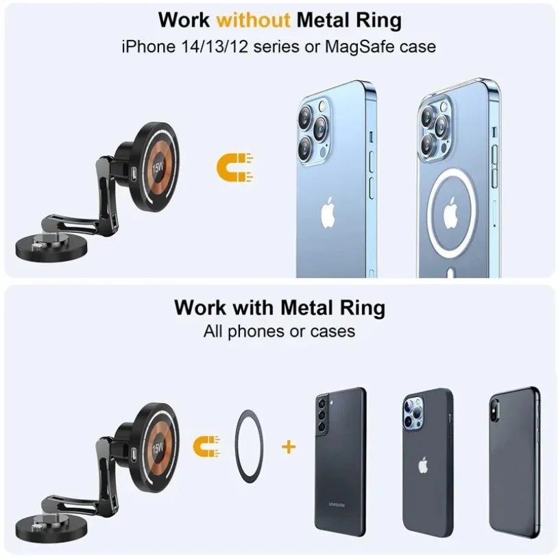 Car Magnetic Wireless Charger Stand Magnet Car Mount Fast Charging Station Phone Holder Bracket For Macsfae All smartphone