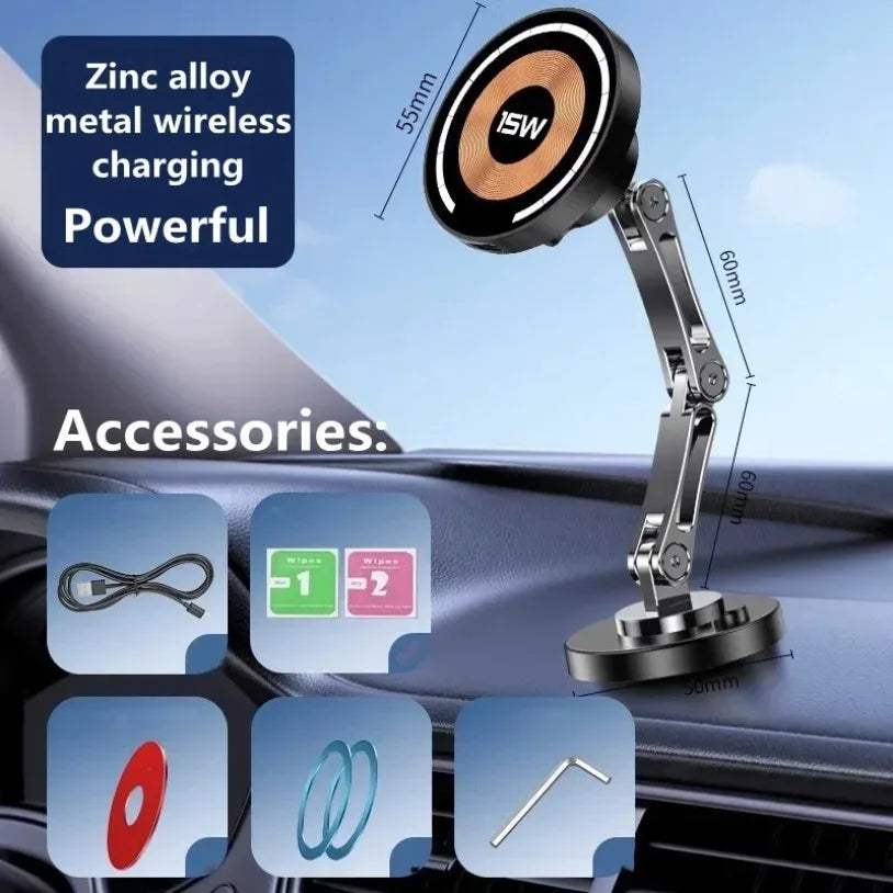 Car Magnetic Wireless Charger Stand Magnet Car Mount Fast Charging Station Phone Holder Bracket For Macsfae All smartphone