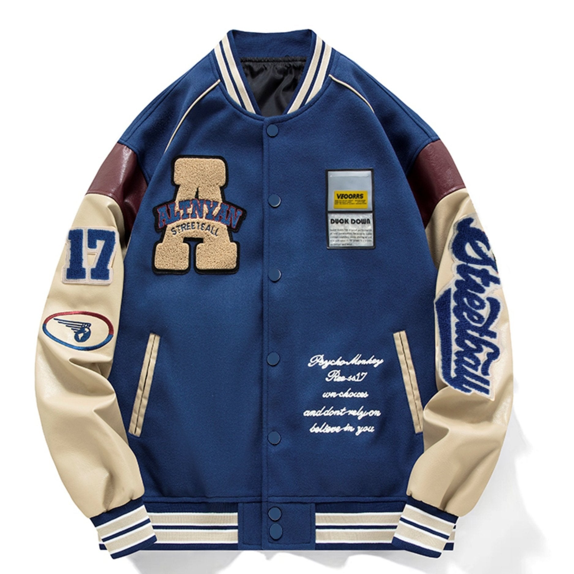 Loose Vintage Baseball Jacket With Embroidered Letters Print For Men, Color Block Sports Button Up Jacket With Pockets, Spring Fall Outdoor