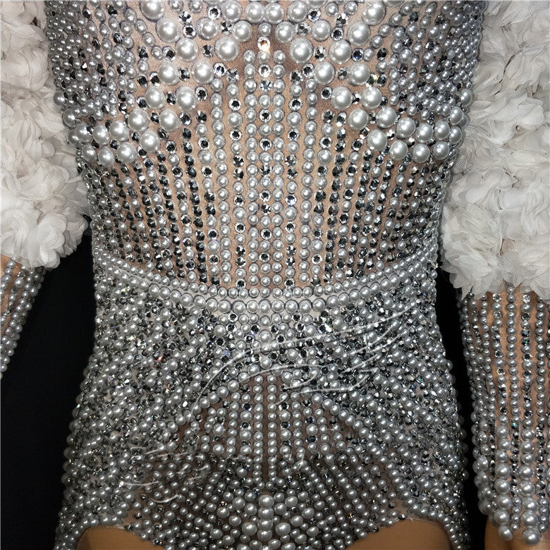 DRESSTight Stretch Rhinestone Pearl Short One Piece Costume