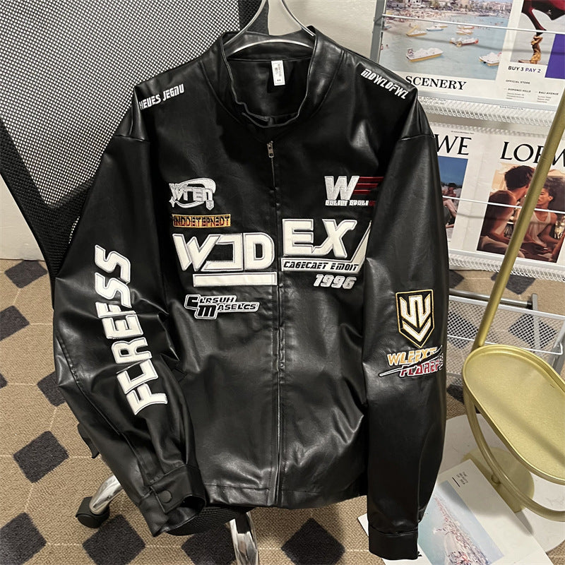 Men's Embroidered Hiphop Leather Jacket