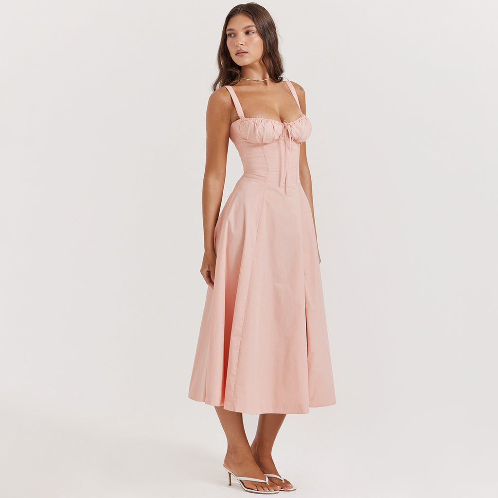 Adjustable Strap A-Line Slit Summer Dress